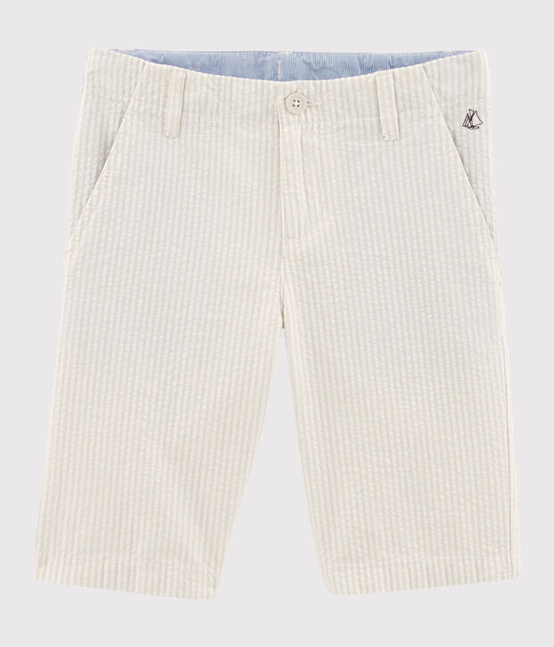 Bermuda enfant gar&ccedil;on beige/blanc