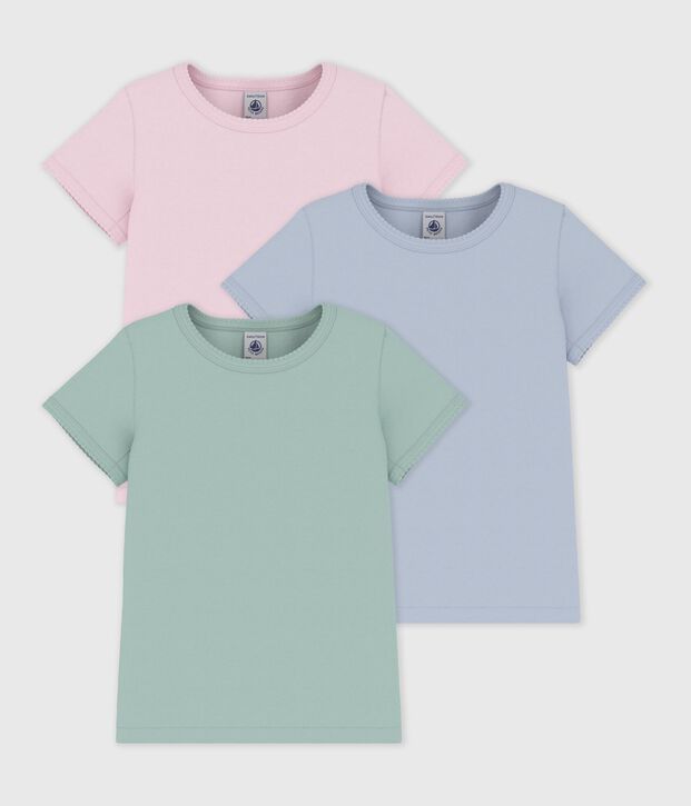 Lot de tee-shirts enfant en coton manches courtes uni multicouleur
