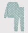 Pyjama c&oelig;ur femme en coton vert/&eacute;cru