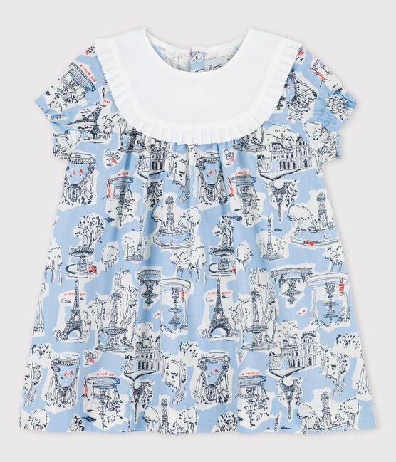 Robe imprimée Paris en popeline bébé blanc MARSHMALLOW/blanc MULTICO