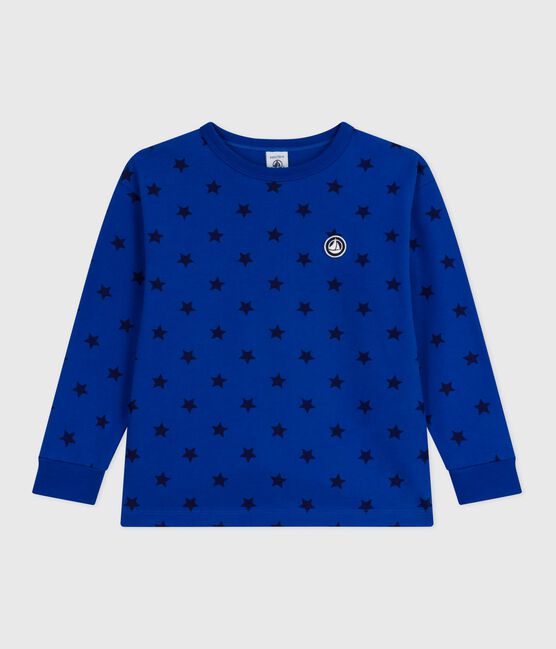 Tee-shirt enfant manches longues en coton imprimé bleu OLYMPIC+SOIR