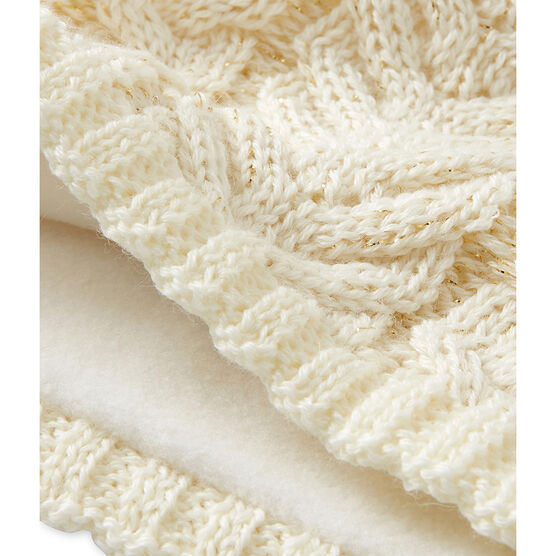 Bonnet enfant fille beige COQUILLE/jaune DORE