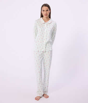 Pyjama boutonné femme en coton imprimé