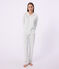 Pyjama boutonné femme en coton imprimé blanc MARSHMALLOW/blanc MULTICO