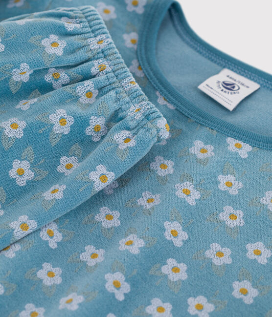 Pyjama fleur petite fille en velours POLOCHON/ MULTICO