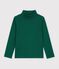 Sous-pull enfant en coton uni vert fonc&eacute;