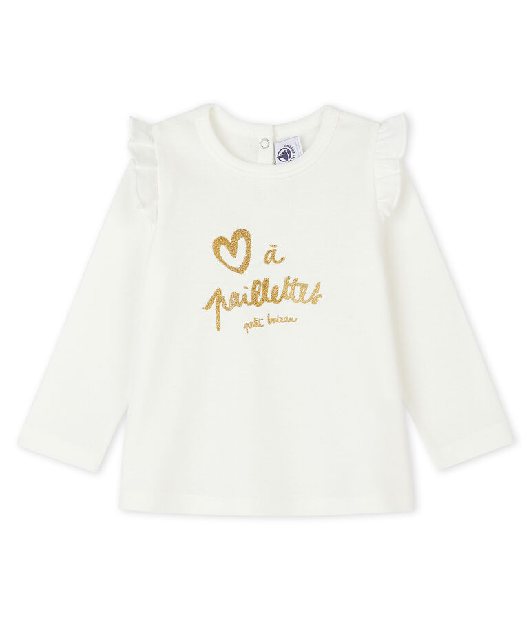 Blouse manches longues b&eacute;b&eacute; fille blanc MARSHMALLOW