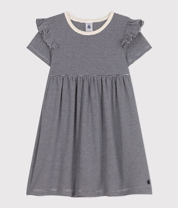 Robe rayée manches courtes en coton enfant fille