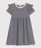 Robe rayée manches courtes en coton enfant fille bleu SMOKING/blanc MARSHMALLOW