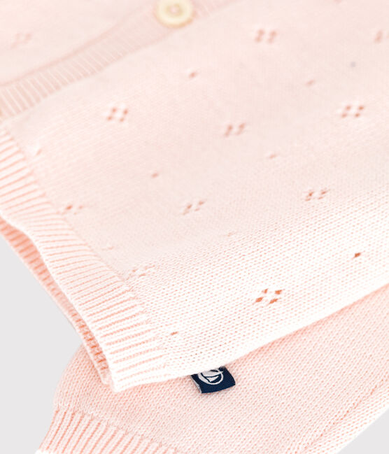 Cardigan bébé en coton point fantaisie rose FLEUR