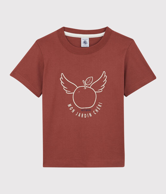 T-shirt manches courtes en coton enfant garçon marron OMBRIE