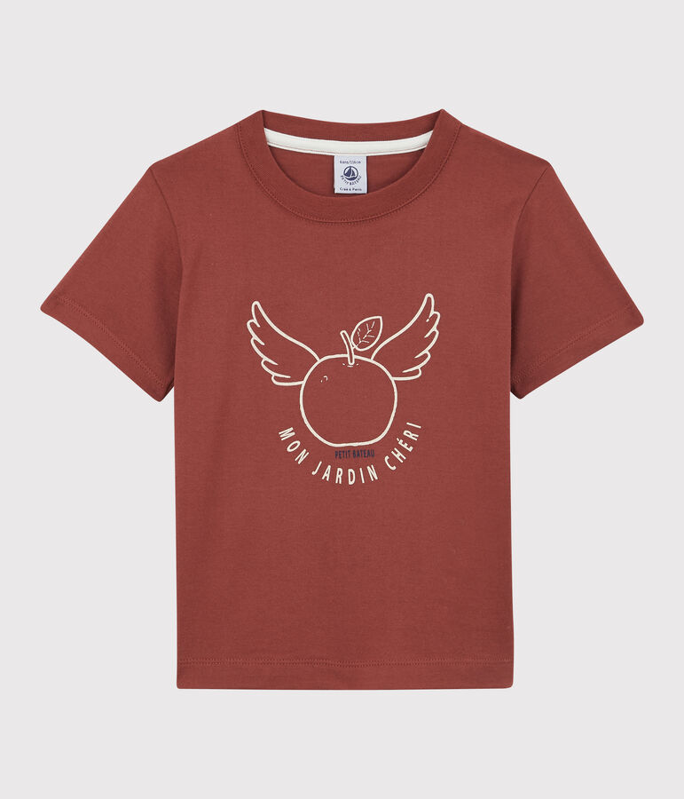 T-shirt manches courtes en coton enfant gar&ccedil;on marron OMBRIE