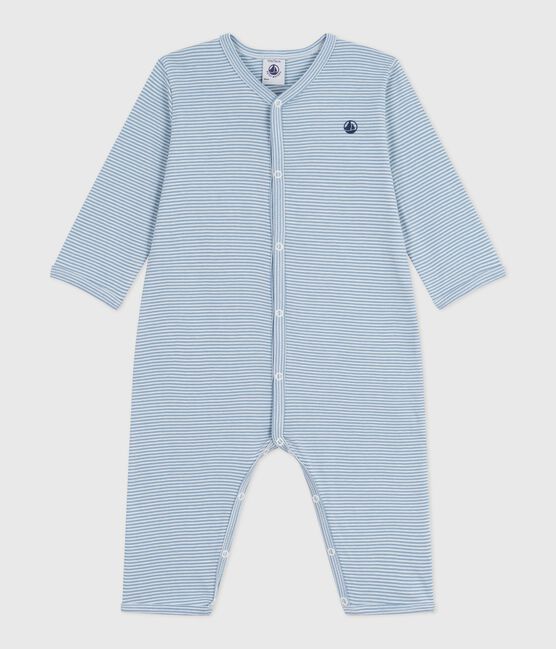 Pyjama bébé en coton sans pieds à rayures ADRIATIC/ MARSHMALLOW