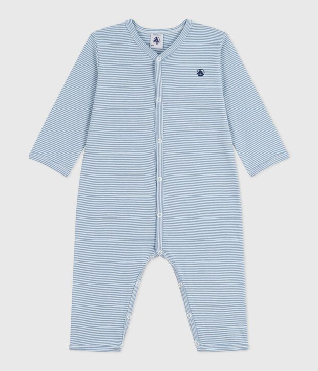 Pyjama b&eacute;b&eacute; en coton sans pieds &agrave; rayures bleu/blanc