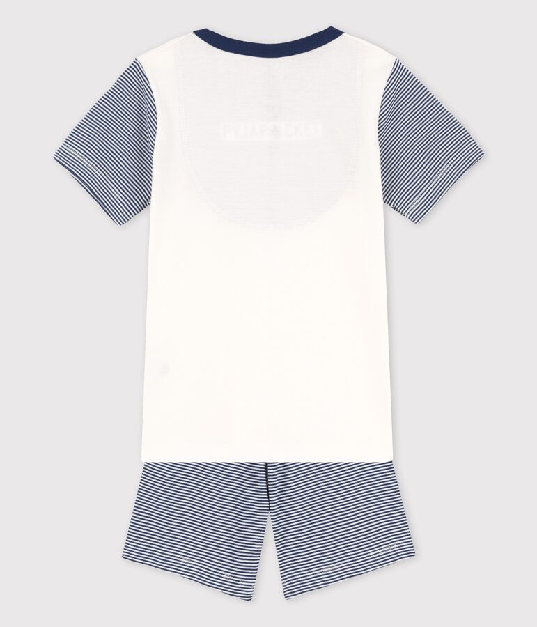 Pyjacourt milleraies bleu petit gar&ccedil;on en coton blanc MARSHMALLOW/bleu MEDIEVAL