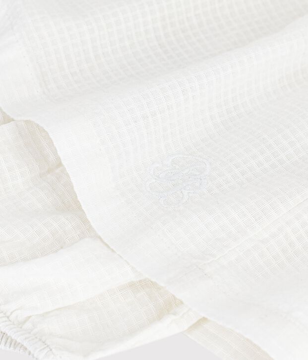 Robe b&eacute;b&eacute; en coton manches courtes unie blanc