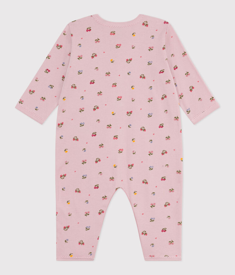 Pyjama b&eacute;b&eacute; en coton sans pieds imprim&eacute; fleuri rose JOLI/blanc MULTICO
