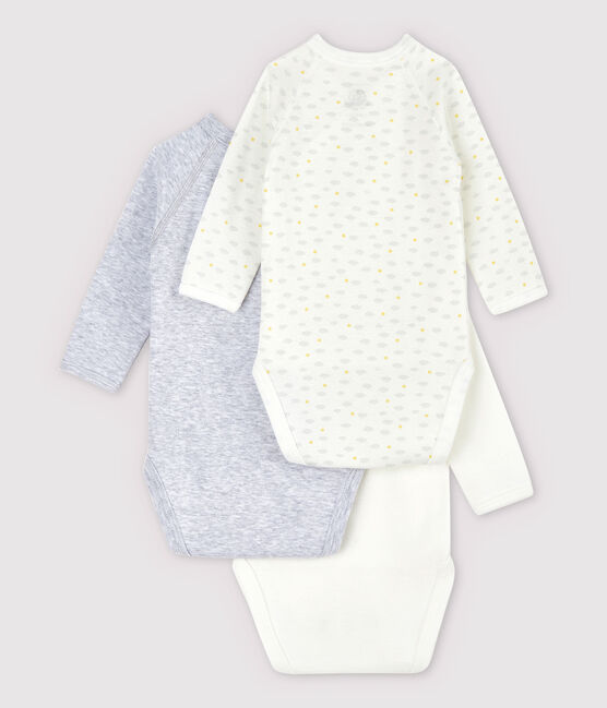 Lot de 3 bodies croisés manches longues bébé en coton biologique variante 1