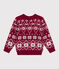 Pull enfant en laine et coton à motifs rouge AMARANTE/ AVALANCHE