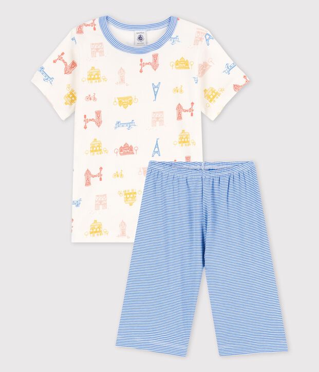 Pyjacourt Paris petit gar&ccedil;on en coton blanc/multicouleur