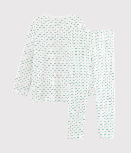 Pyjama petite fille en tubique blanc MARSHMALLOW/blanc MULTICO
