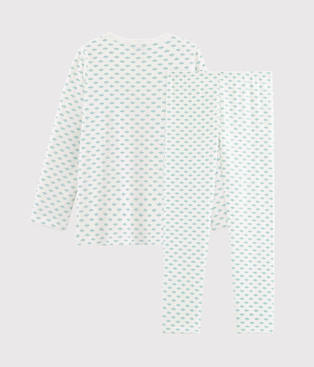 Pyjama petite fille en tubique blanc/multicouleur