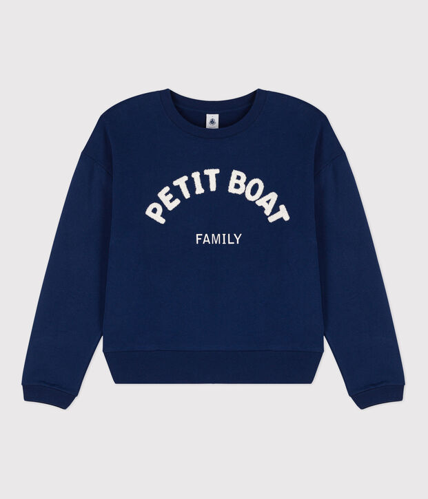 Sweatshirt en coton Femme bleu fonc&eacute;
