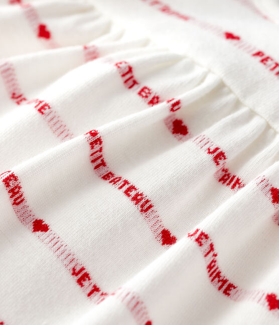Robe body jacquard en coton bio bébé blanc MARSHMALLOW/rouge TERKUIT