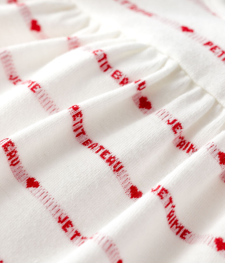 Robe body jacquard en coton bio b&eacute;b&eacute; blanc/rouge