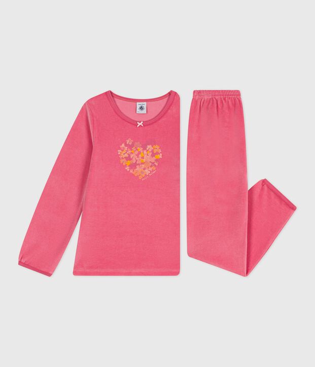 Pyjama enfant en velours rose
