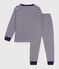Pyjama enfant en tubique &agrave; rayures bleu/&eacute;cru