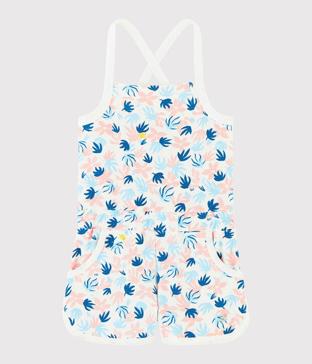 Combishort en bouclette &eacute;ponge enfant fille blanc/multicouleur