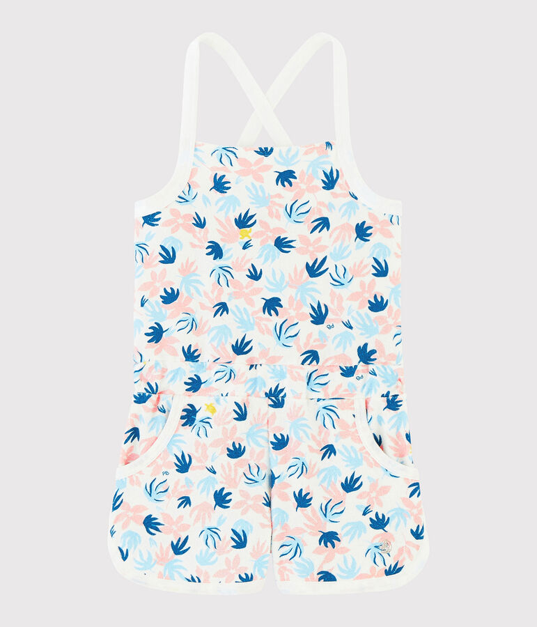 Combishort en bouclette &eacute;ponge enfant fille blanc MARSHMALLOW/blanc MULTICO