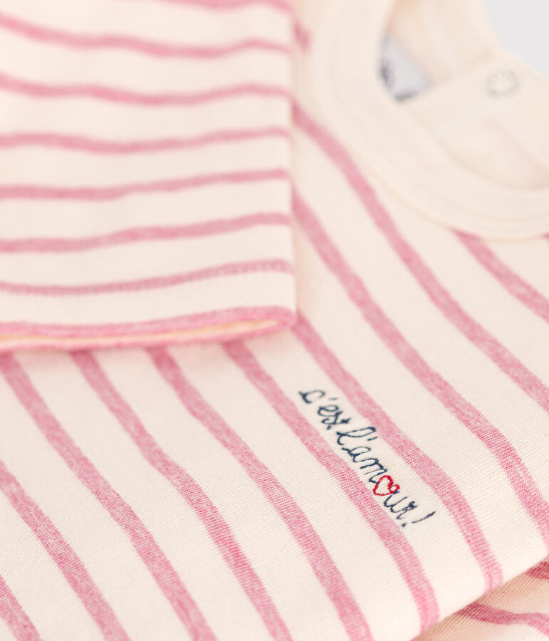 Tee-shirt manches longues en tubique b&eacute;b&eacute; rose AVALANCHE/ ROSELINE