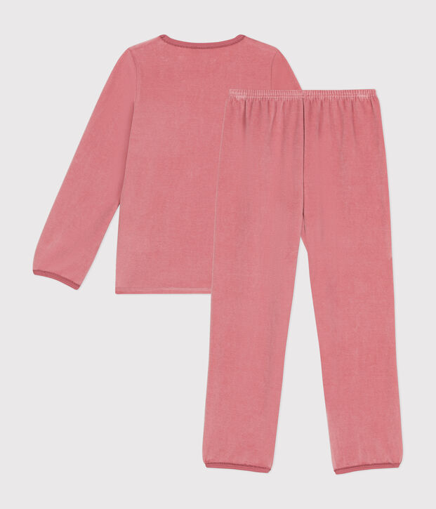 Pyjama uni en velours enfant rose