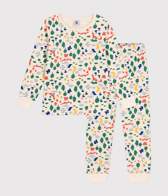 Pyjama en molleton gratté imprimé forêt enfant blanc AVALANCHE/ MULTICO