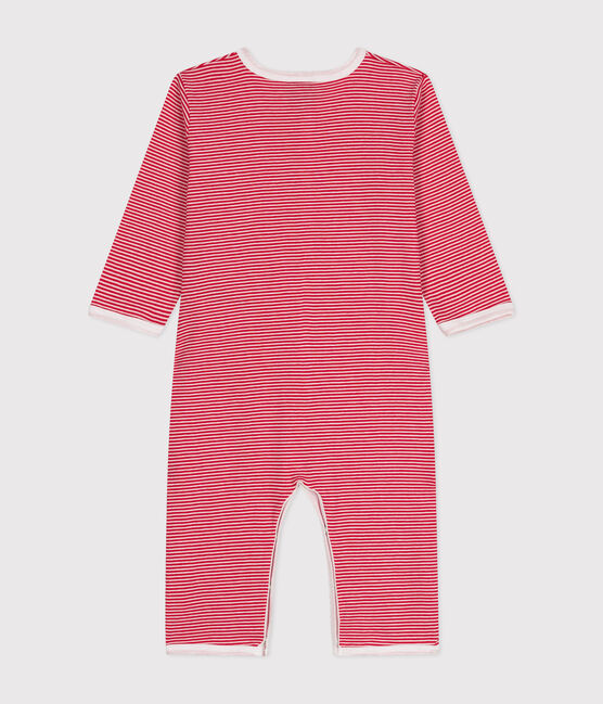 Pyjamas bébé manches longues sans pieds en coton rouge CORRIDA/blanc MARSHMALLOW