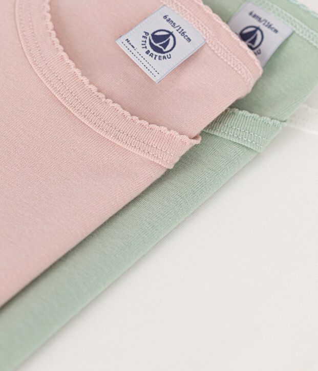 Lot de 3 tee-shirts &agrave; manches longues unis en coton enfant multicouleur