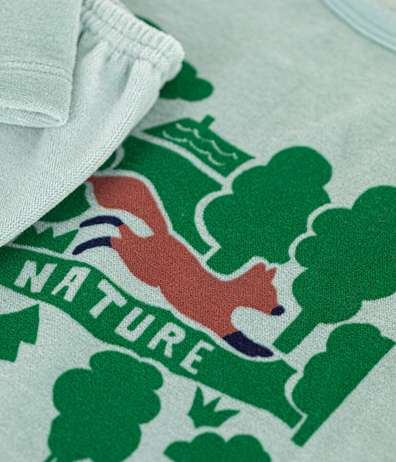 Pyjama uni en velours enfant vert PAUL