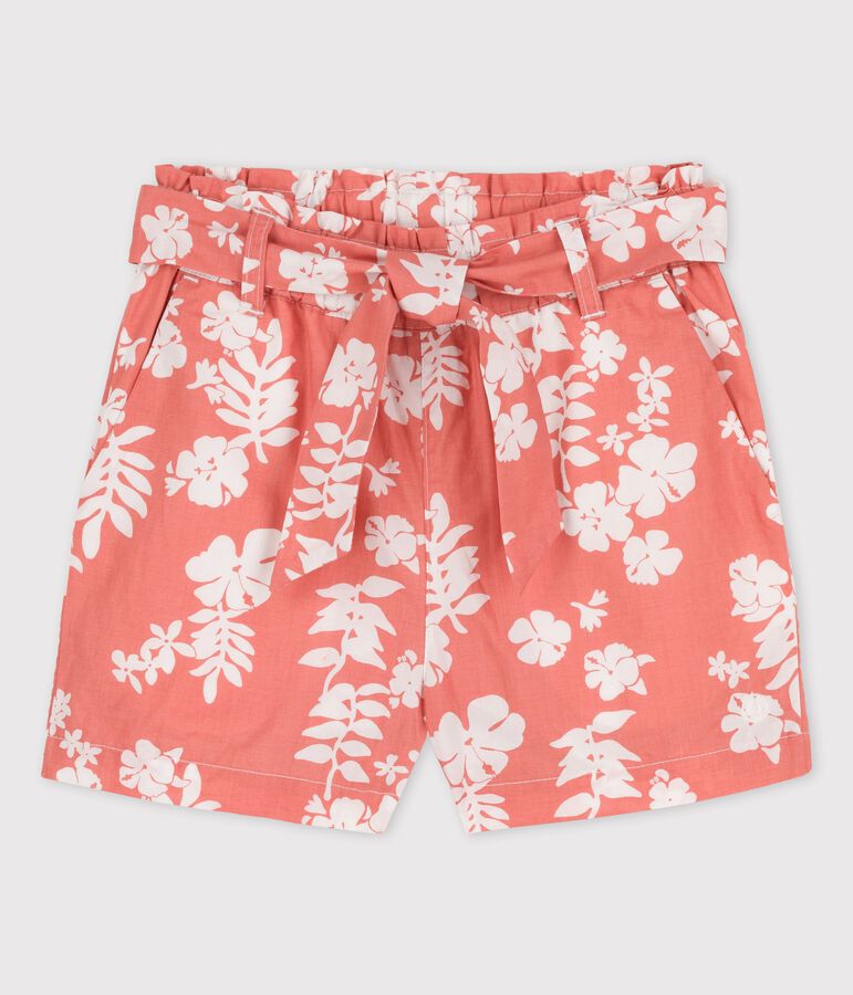 Short en popeline enfant fille rose PAPAYE/ MARSHMALLOW