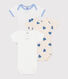 Lot de 3 bodies manches courtes en coton imprimé bébé
