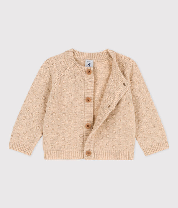 Cardigan b&eacute;b&eacute; en tricot en laine &eacute;cru