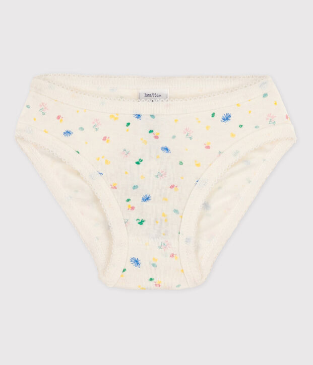 Culotte petite fille en coton blanc/multicouleur