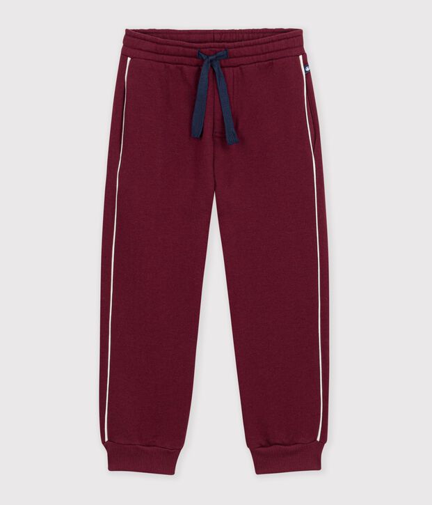 Pantalon de jogging enfant en coton bordeaux