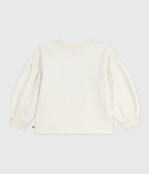 Sweatshirt enfant en coton imprim&eacute; &eacute;cru