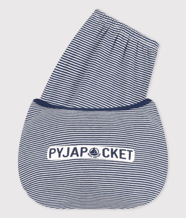 Pyjacourt milleraies bleu petit gar&ccedil;on en coton blanc/bleu