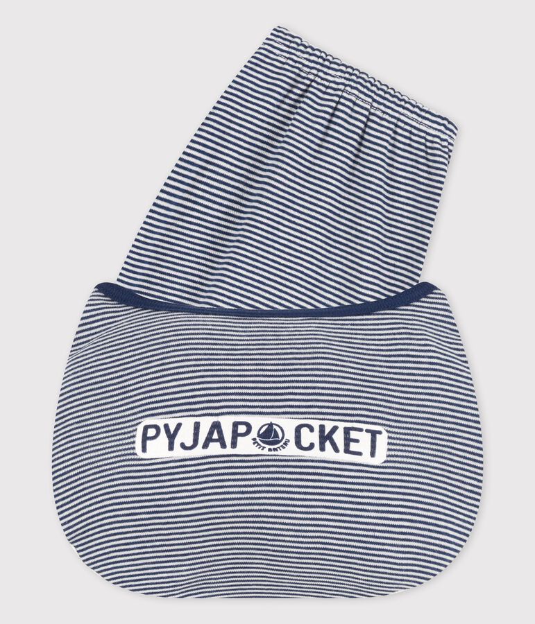 Pyjacourt milleraies bleu petit gar&ccedil;on en coton blanc MARSHMALLOW/bleu MEDIEVAL