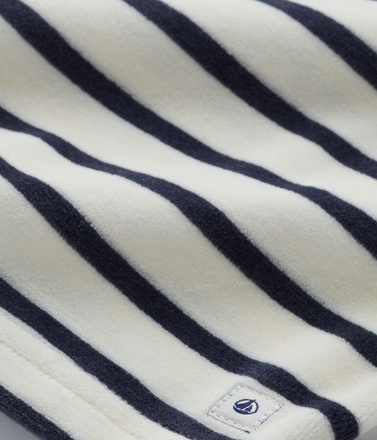 Pyjama fille en bouclette velours blanc/bleu