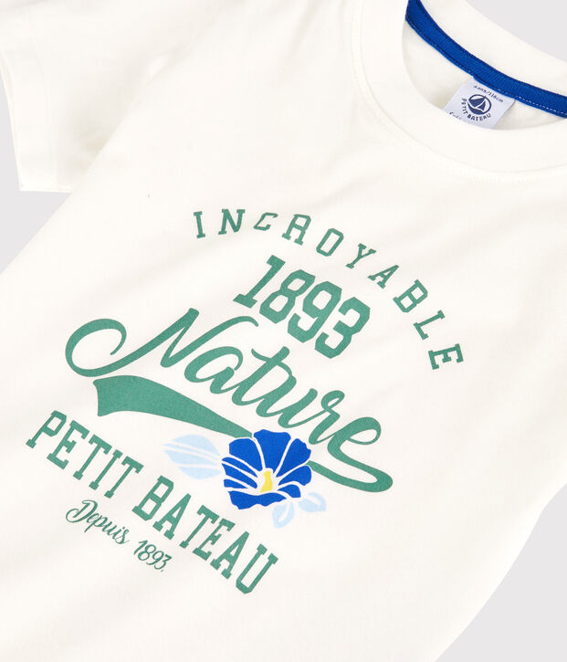 Tee-shirt manches courtes en jersey enfant gar&ccedil;on blanc