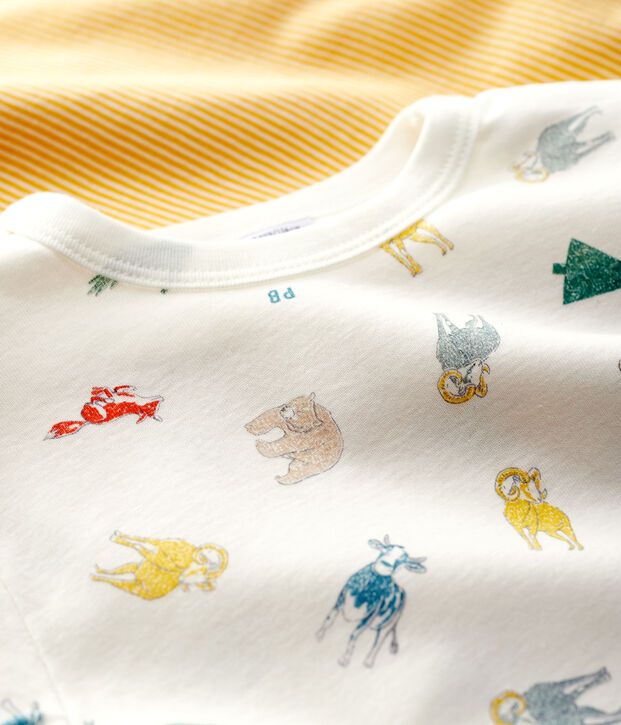 Lot de 2 tee shirts manches courtes imprim&eacute; mouflons petit gar&ccedil;on en coton biologique multicouleur